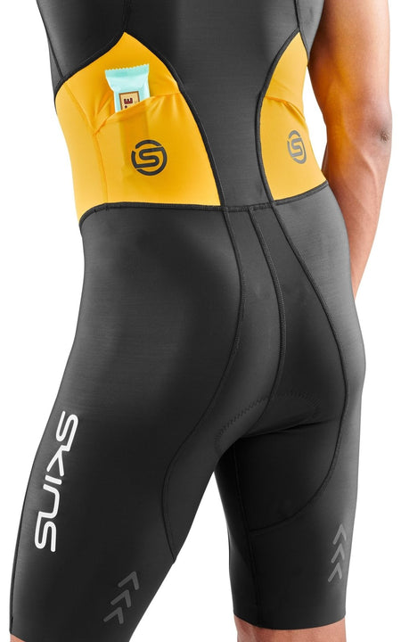 Skins - Brand S/L Triathlonanzug Herren - black/zest - SK - TR00440630075S - Sportbrands24