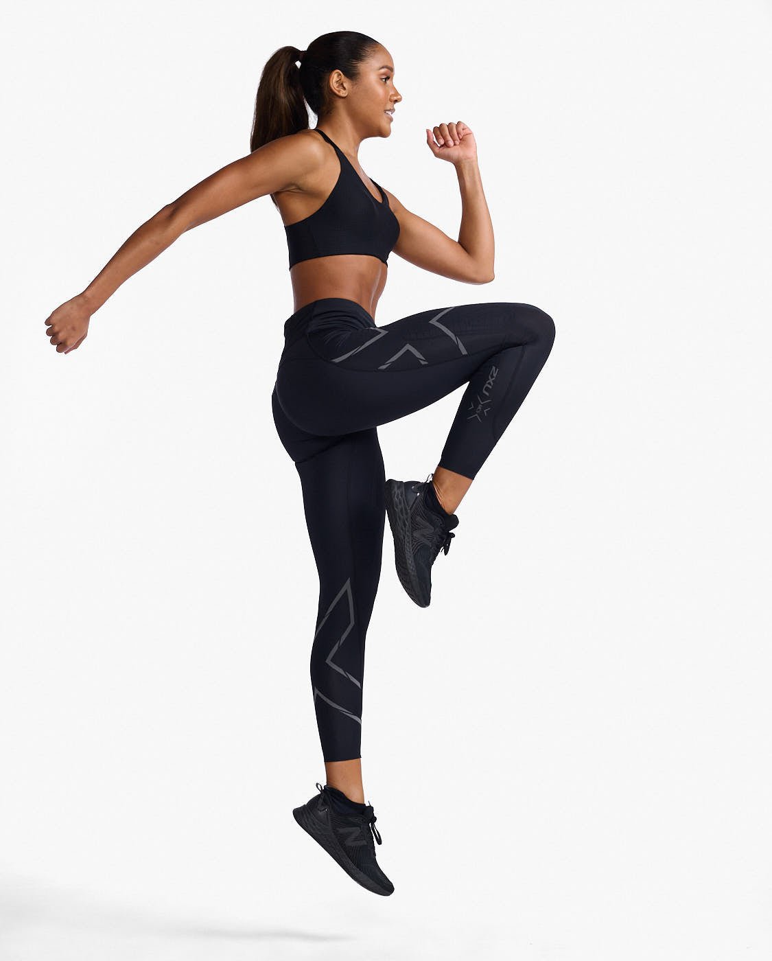 2XU - Light Speed Mid - Rise Comp Lauftights Damen - black/ black reflective - 2X - WA6523B - BLK/BRF - XS - Sportbrands24