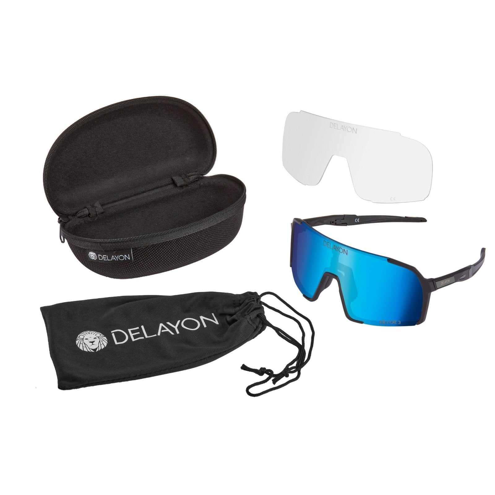 Delayon Eyewear - Line Tracer Sportbrille - Matte Black/Saphire VLT 17 - DL - C3 - 21 - 21123 - Sportbrands24