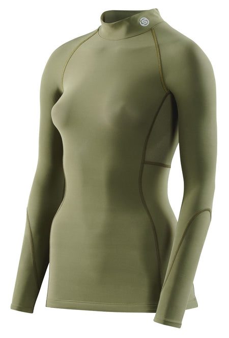 Skins - S3 Thermal Longsleeve Kompressionsshirt Damen - khaki - SK - ST40300660573XS - Sportbrands24