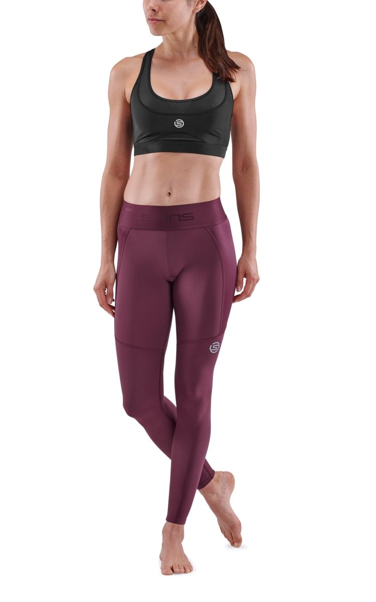 Skins - S3 Thermal Long Tight Kompressionshose Damen - Burgundy - SK - ST40301111095XS - Sportbrands24