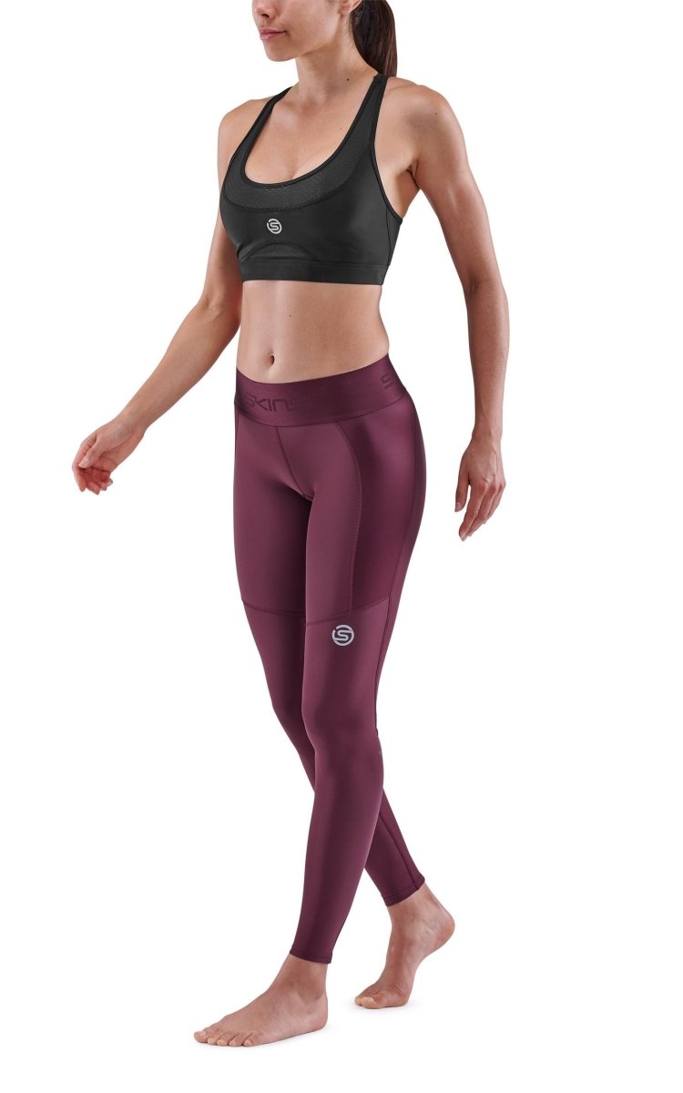 Skins - S3 Thermal Long Tight Kompressionshose Damen - Burgundy - SK - ST40301111095XS - Sportbrands24