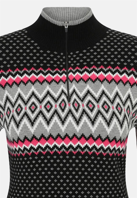 Krimson Klover - Sunny Zip Neck Sweater Damen - black/pink - KK - F23165 - 653 - XS - Sportbrands24