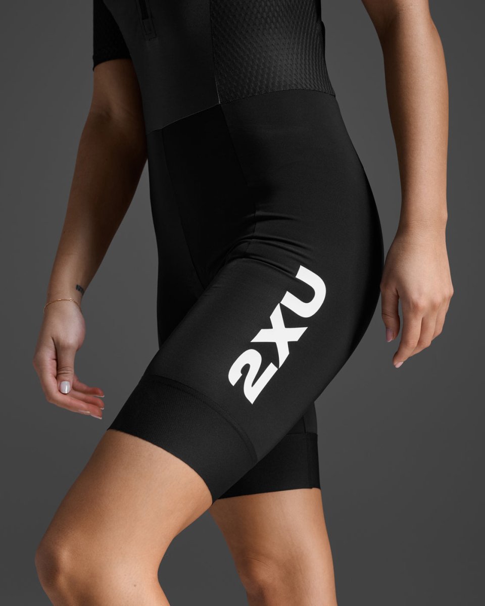 2XU - Aero Hex Sleeved Trisuit Triathlonanzug Damen - black/white - 2X - WT7402D - BLK/WHT - XS - Sportbrands24
