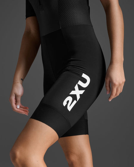 2XU - Aero Hex Sleeved Trisuit Triathlonanzug Damen - black/white - 2X - WT7402D - BLK/WHT - XS - Sportbrands24