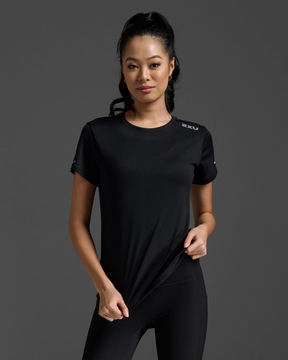 2XU - Aero T-Shirt Damen - black/silver reflective - 2X-WR6565A-BLK/SRF-XXS - Sportbrands24