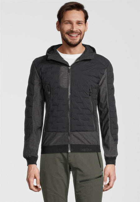 RH+ - 5 Elements Hybrid Hoody Isolationsjacke Herren - black/dark grey melange/kaluga - RH-IZU2959-983-XL - Sportbrands24
