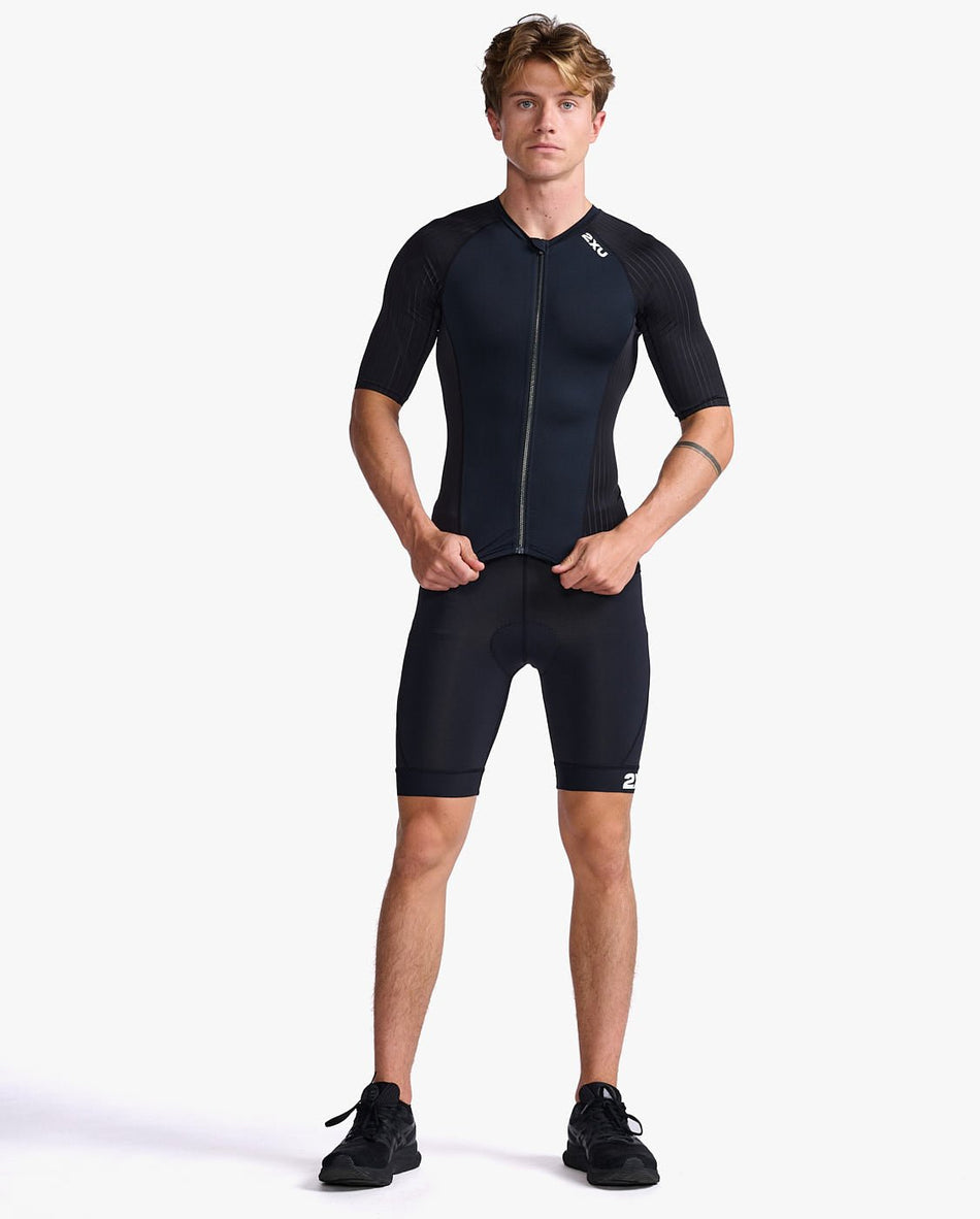 2XU - Aero Tri Sleeved Top Triathlonanzug Herren - black/white - 2X - MT6662A - BLK/WHT - XS - Sportbrands24