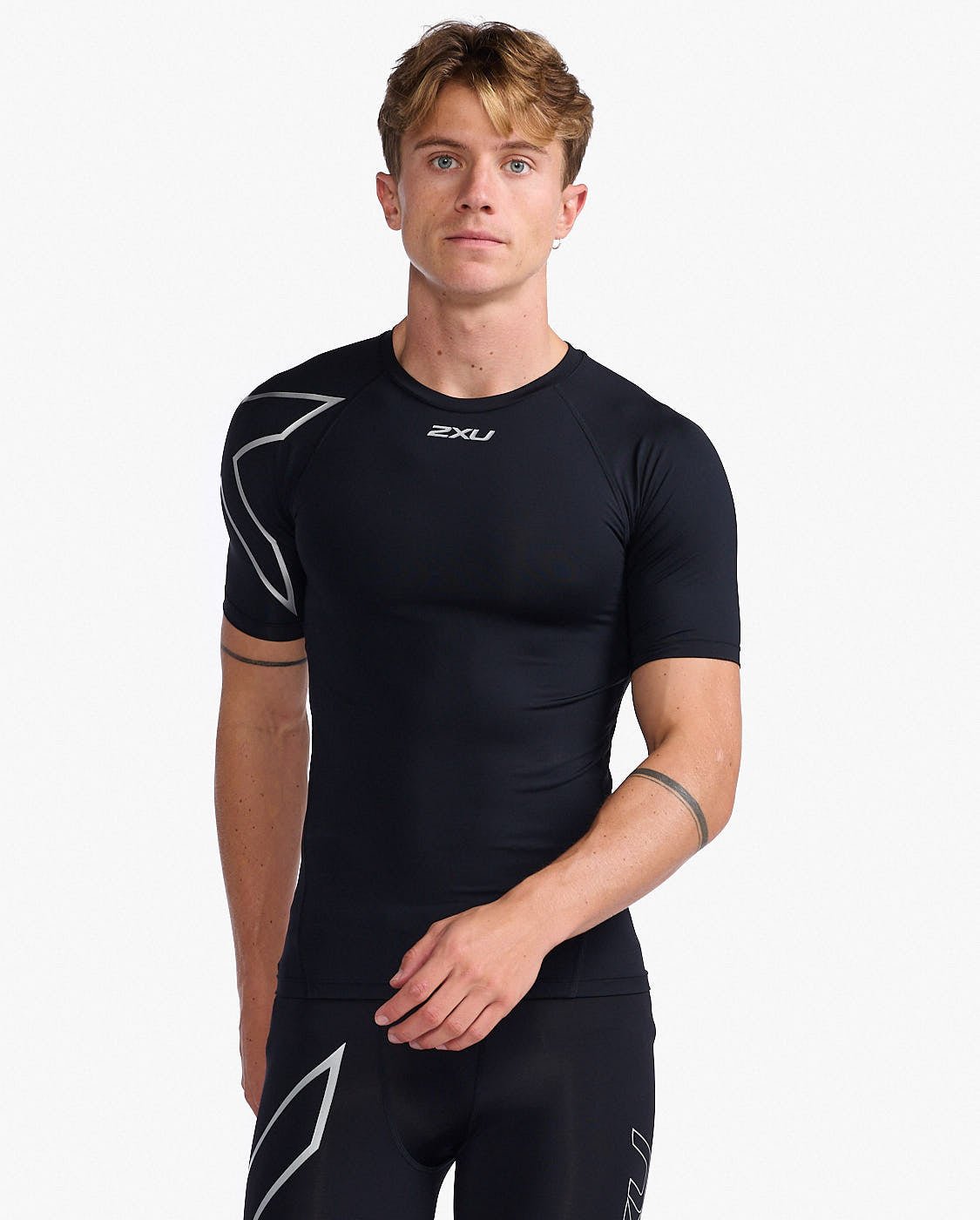 2XU - Core Compression Short Shirt Herren - black/silver - 2X - MA6399A - BLK/SIL - XS - Sportbrands24