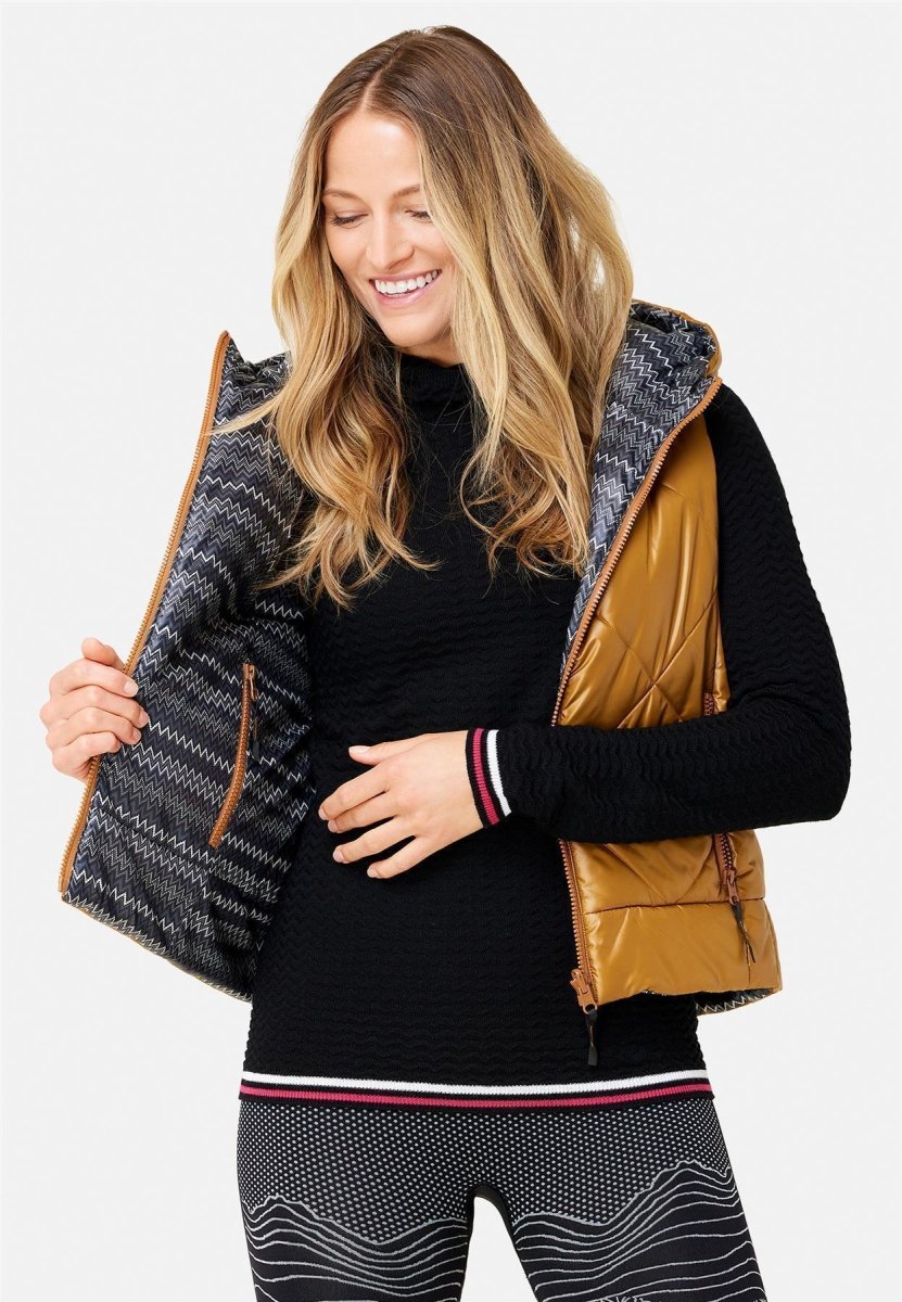 Krimson Klover - Vesta Hooded Reversible Vest Steppweste Damen - hazel/black - KK-F23140-219-XS - Sportbrands24