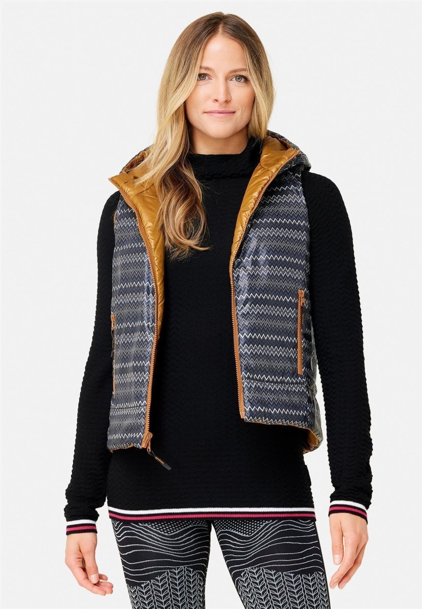 Krimson Klover - Vesta Hooded Reversible Vest Steppweste Damen - hazel/black - KK-F23140-219-XS - Sportbrands24