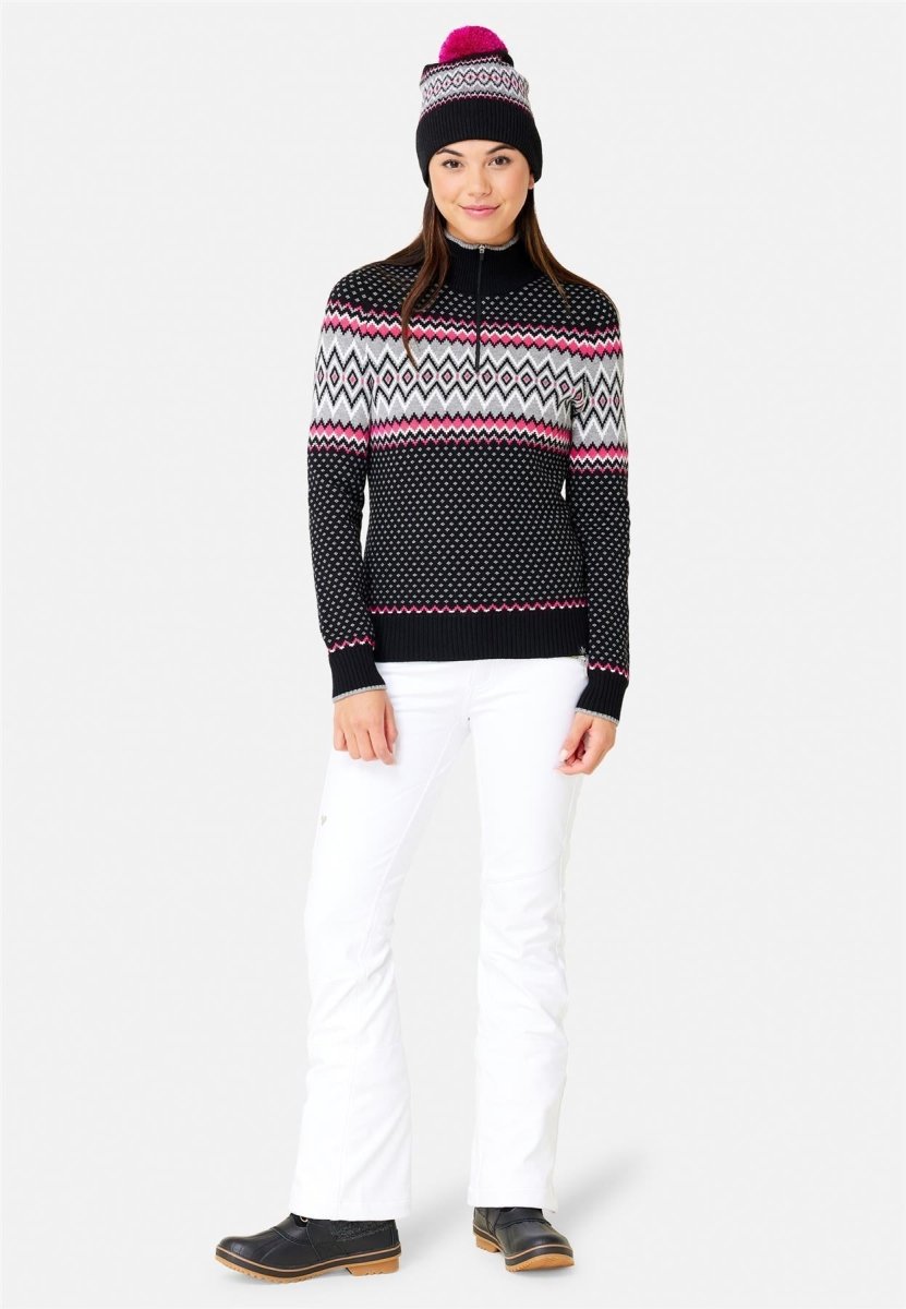 Krimson Klover - Sunny Zip Neck Sweater Damen - black/pink - KK-F23165-653-M - Sportbrands24