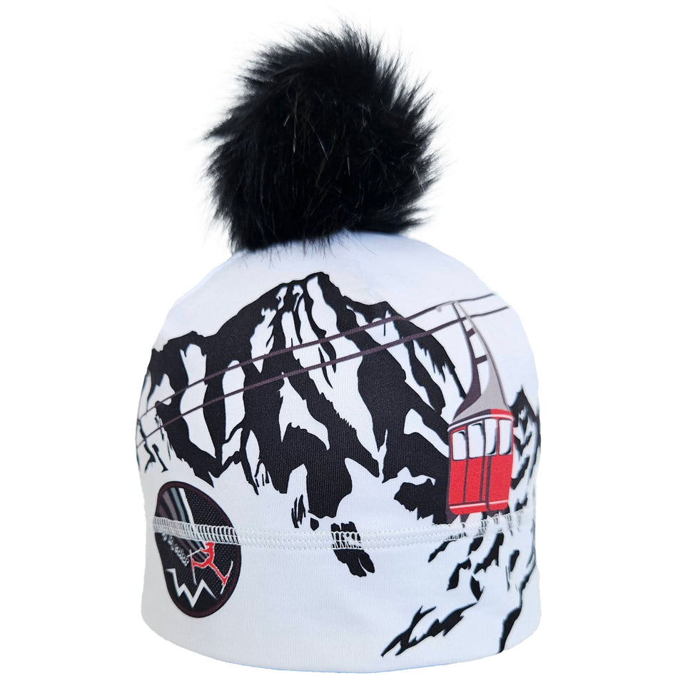 Illustrated Beanie Bommelmütze Damen - gondola black