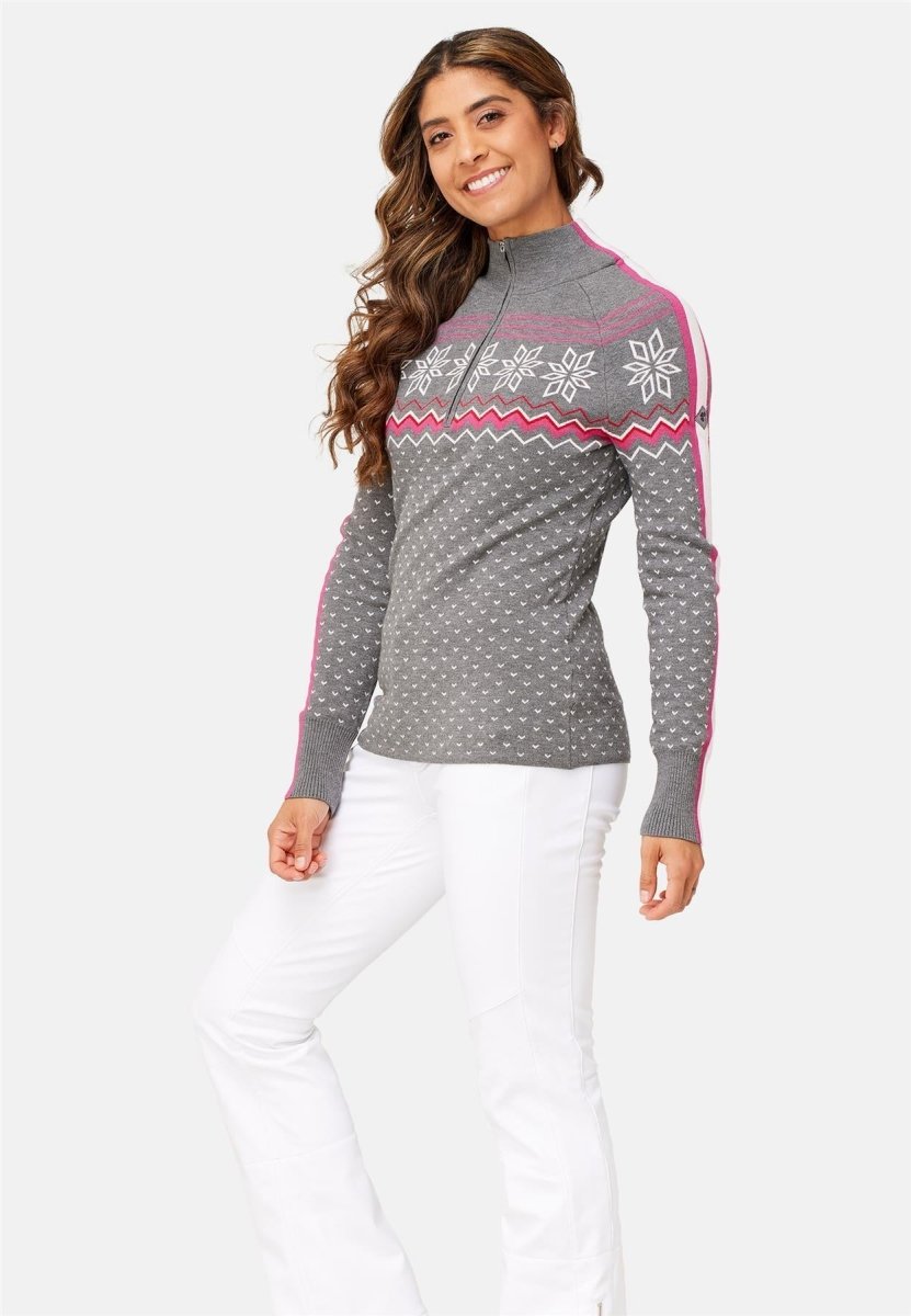 Krimson Klover - Snowhut Zip Neck Pullover Damen - m. grey - KK-F24713-037-XS - Sportbrands24