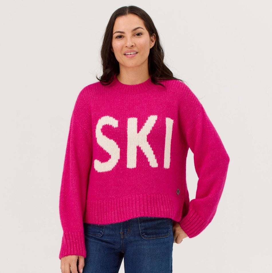 Ski Sweater Alpaka-Strickpullover Damen - magenta