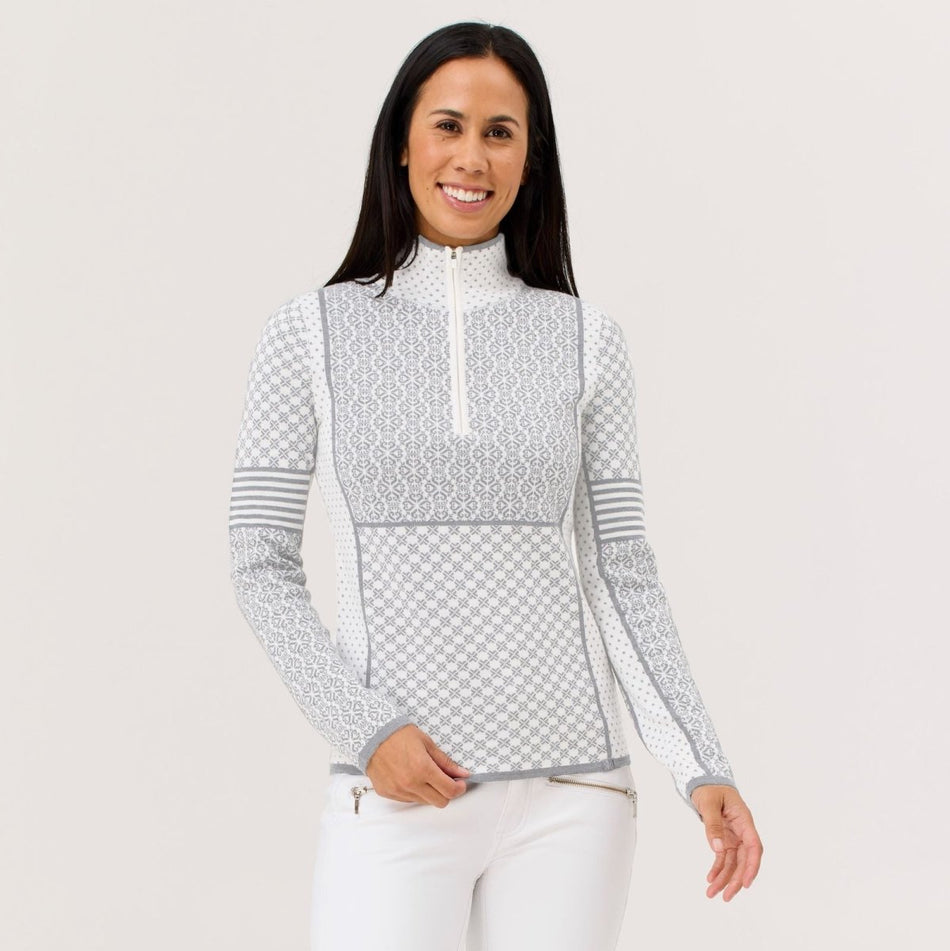 Pow Zip Neck Merinopullover Damen - snow