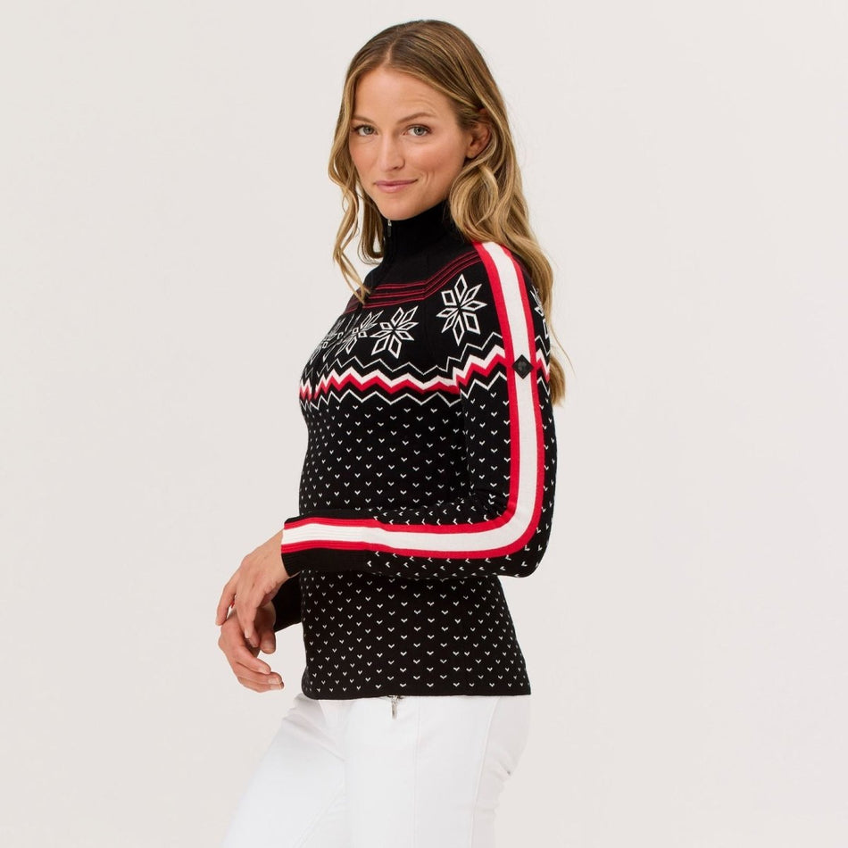 Snowhut Zip Neck Strickpullover Damen - black