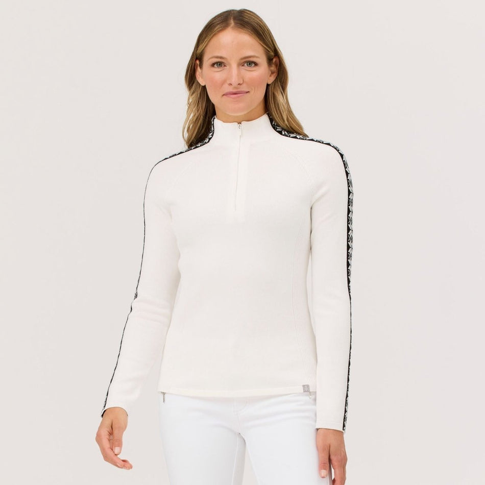 Slalom Zip Neck Strickpullover Damen - snow