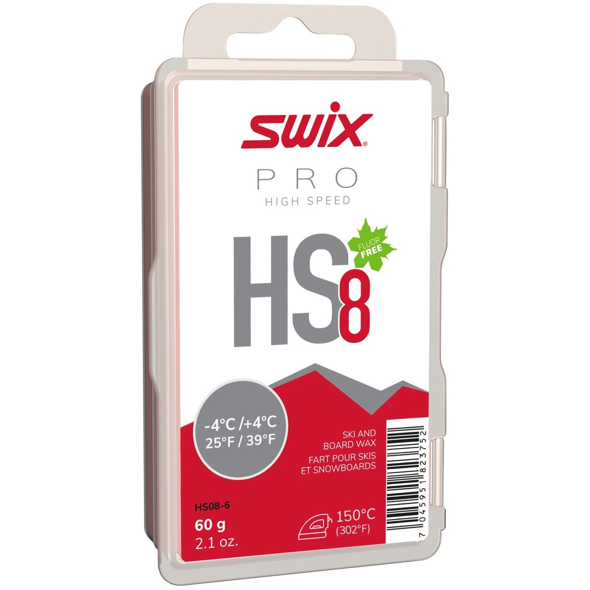 Swix - HS8 Red, - 4°C/+4°C Gleitwachs - HS8 Red - 4°C/+4°C, 60g - SX-HS08-6 - Sportbrands24
