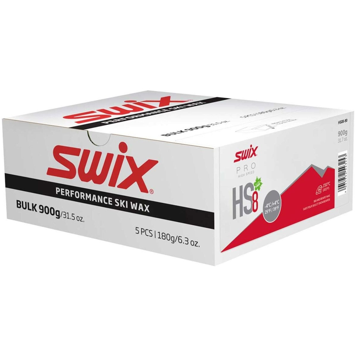 Swix - HS8 Red, - 4°C/+4°C Gleitwachs - HS8 Red - 4°C/+4°C, 900g - SX-HS08-90 - Sportbrands24