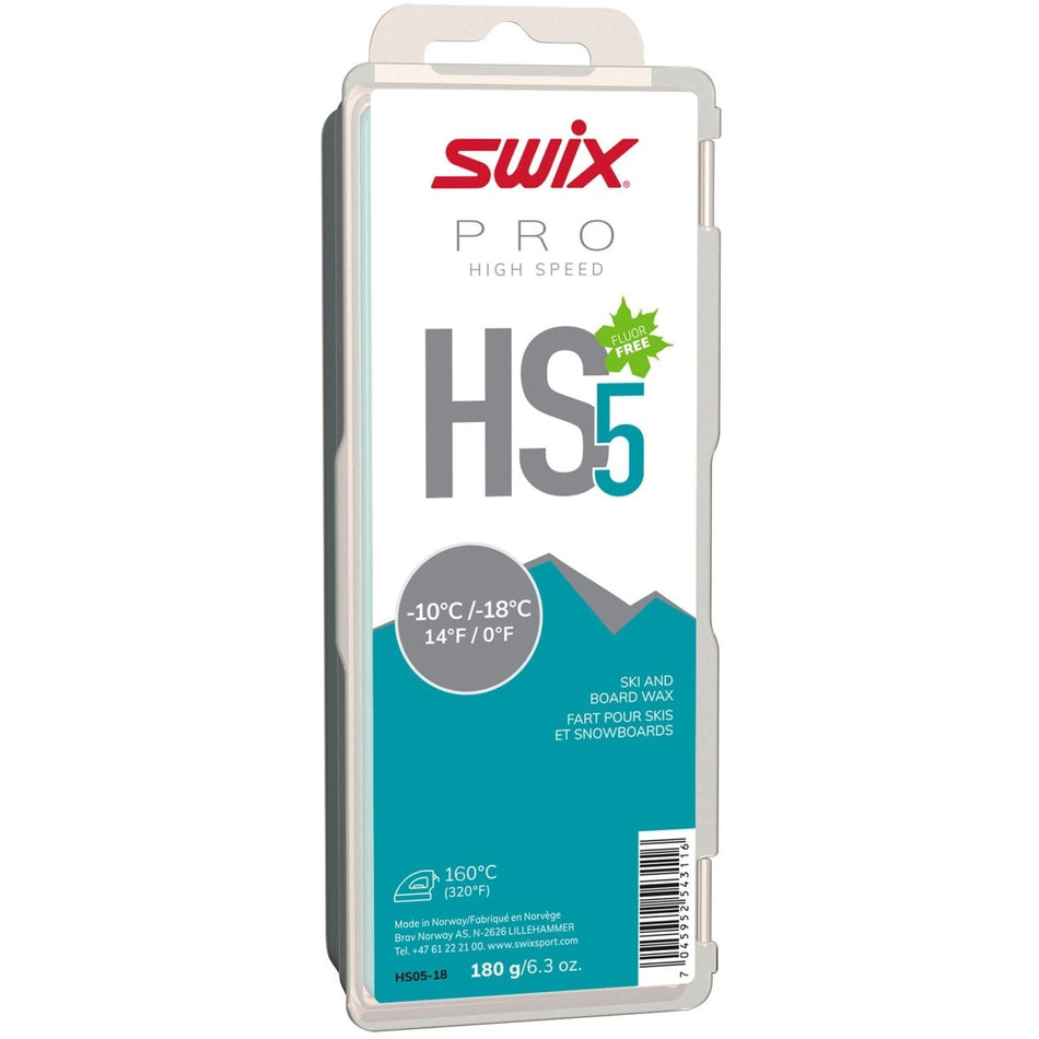 Swix - HS5 Turquoise, - 10°C/ - 18°C Gleitwachs - HS5 Turquoise - 10°C/ - 18°C, 180g - SX-HS05-18 - Sportbrands24