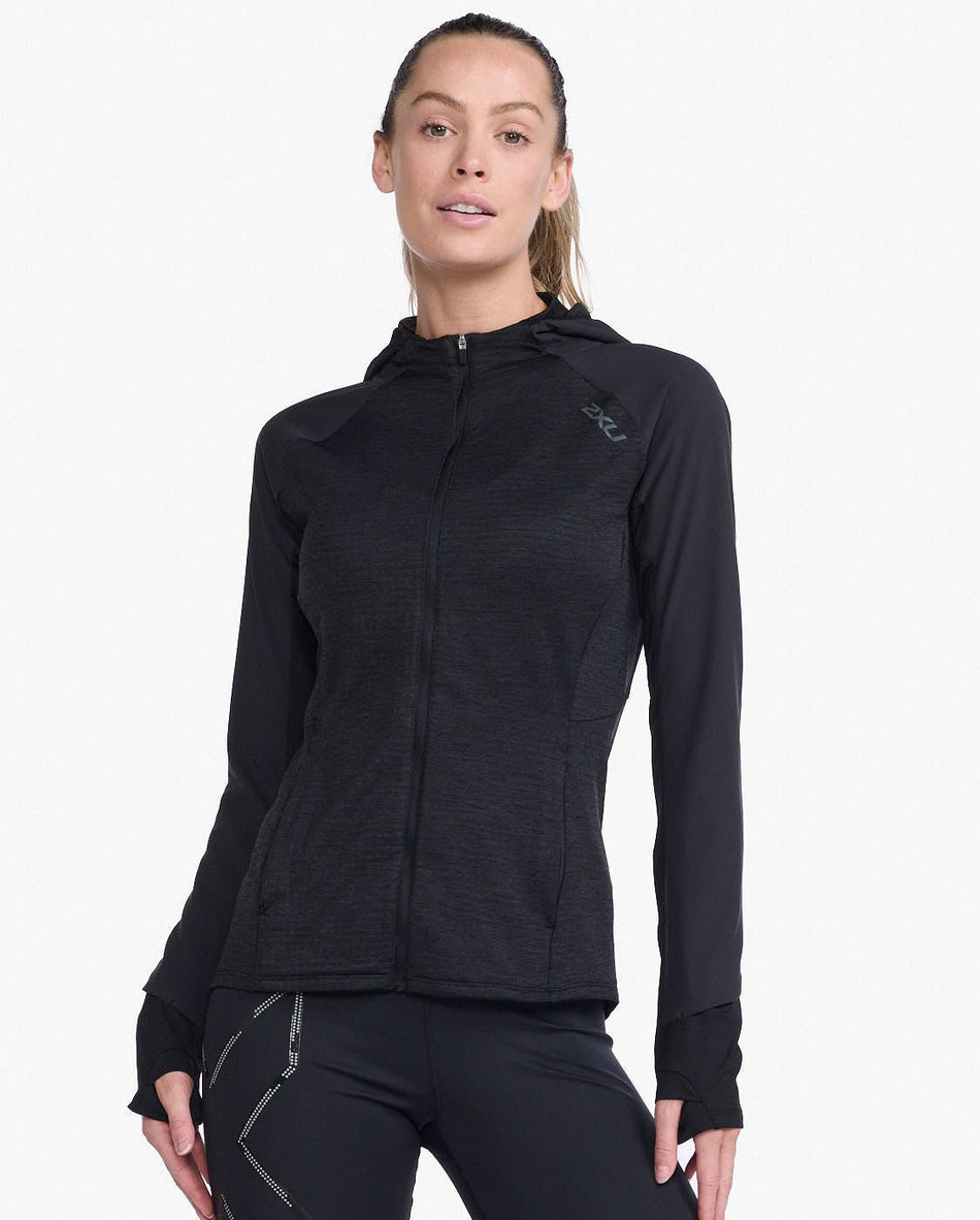 2XU - Ignition Shield Hooded Mid - Layer Funktionsjacke Damen - black/black reflective - 2X - WR6833A - BLK/BRF - S - Sportbrands24