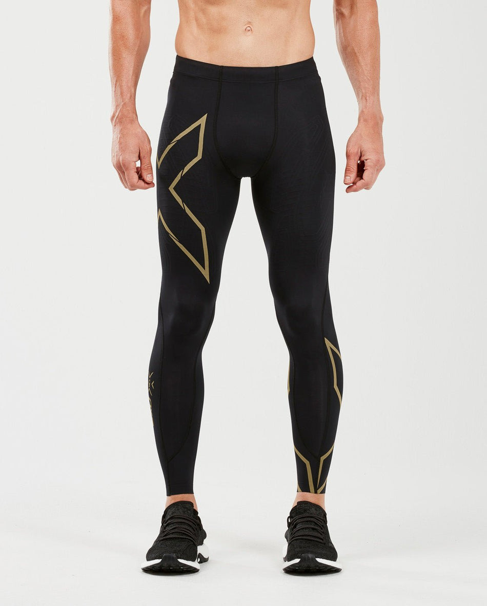 2XU - Light Speed Compression Tights Herren - black/gold reflective - 2X - MA5305B - BLK/GRF - S - Sportbrands24