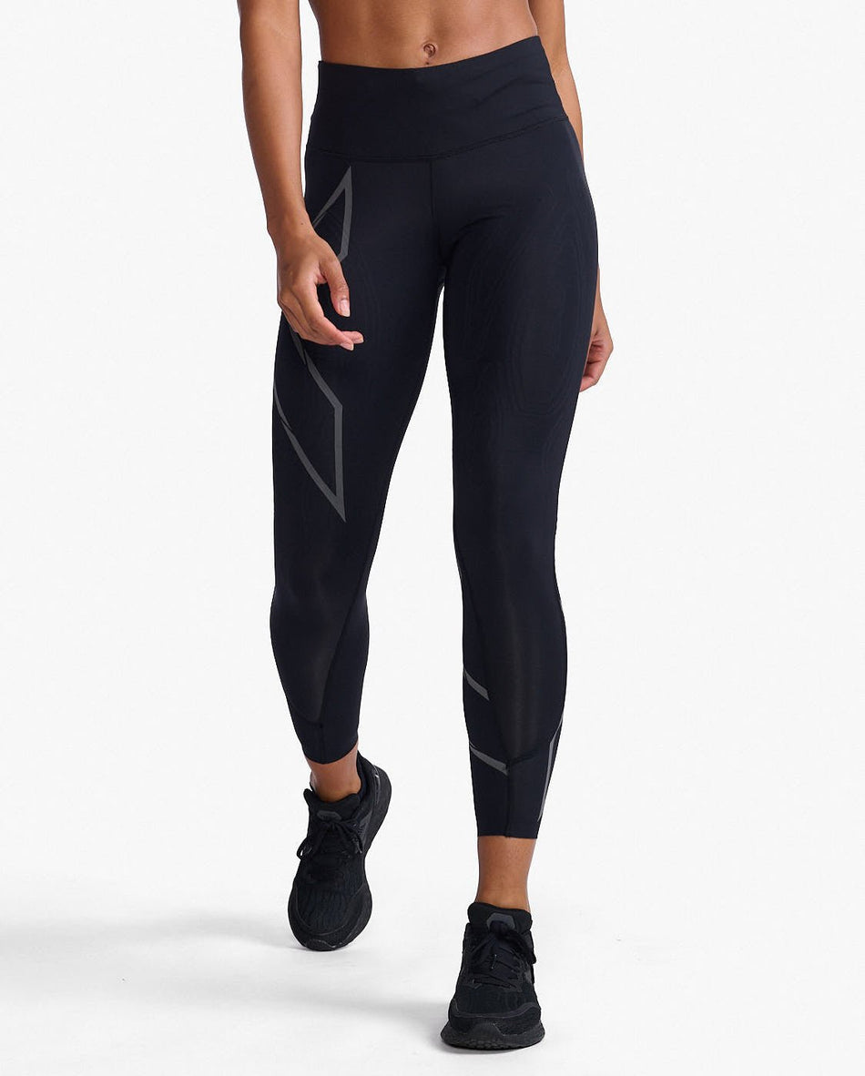 2XU - Light Speed Mid - Rise Comp Lauftights Damen - black/ black reflective - 2X - WA6523B - BLK/BRF - XS - Sportbrands24