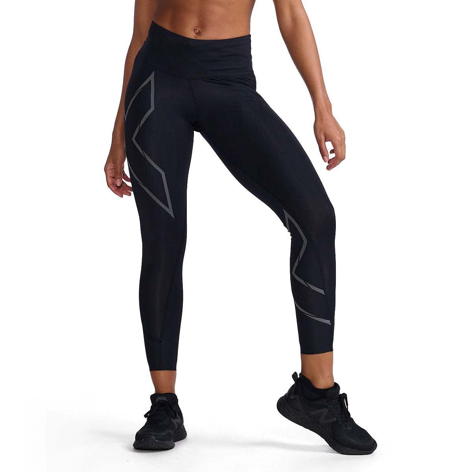 2XU - Light Speed Mid - Rise Comp Lauftights Damen - black/ black reflective - 2X - WA6523B - BLK/BRF - XS - Sportbrands24