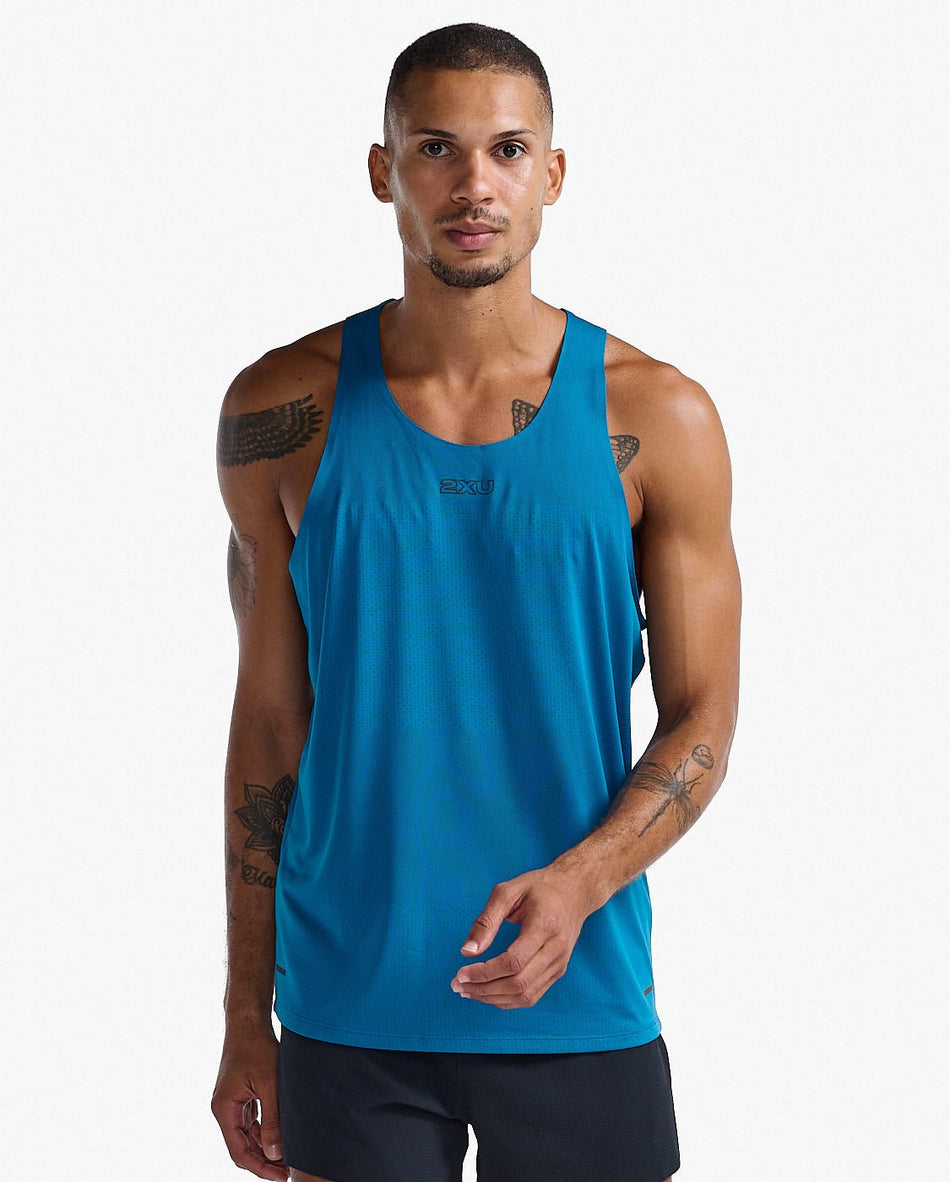 2XU - Light Speed Tech Singlet Tanktop Herren - seaport/black reflective - 2X - MR7151A - SPT/BRF - XS - Sportbrands24