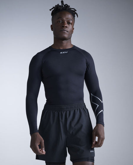2XU - Core Compression Long Sleeve Longsleeve Herren - black/silver - 2X-MA6398A-BLK/SLV-XS - Sportbrands24