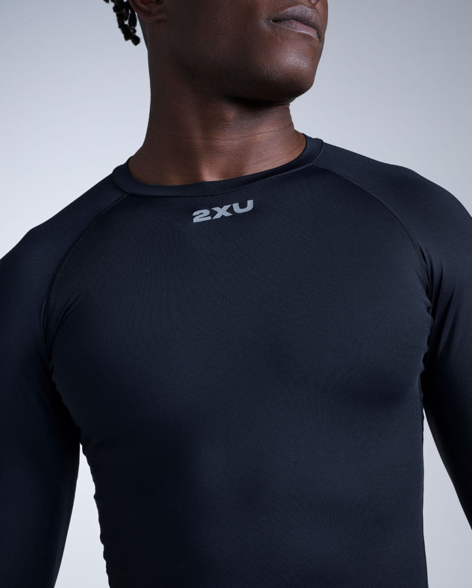 2XU - Core Compression Long Sleeve Longsleeve Herren - black/silver - 2X-MA6398A-BLK/SLV-XS - Sportbrands24