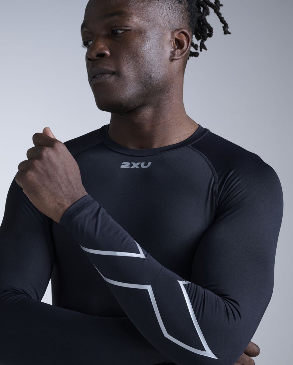 2XU - Core Compression Long Sleeve Longsleeve Herren - black/silver - 2X-MA6398A-BLK/SLV-XS - Sportbrands24