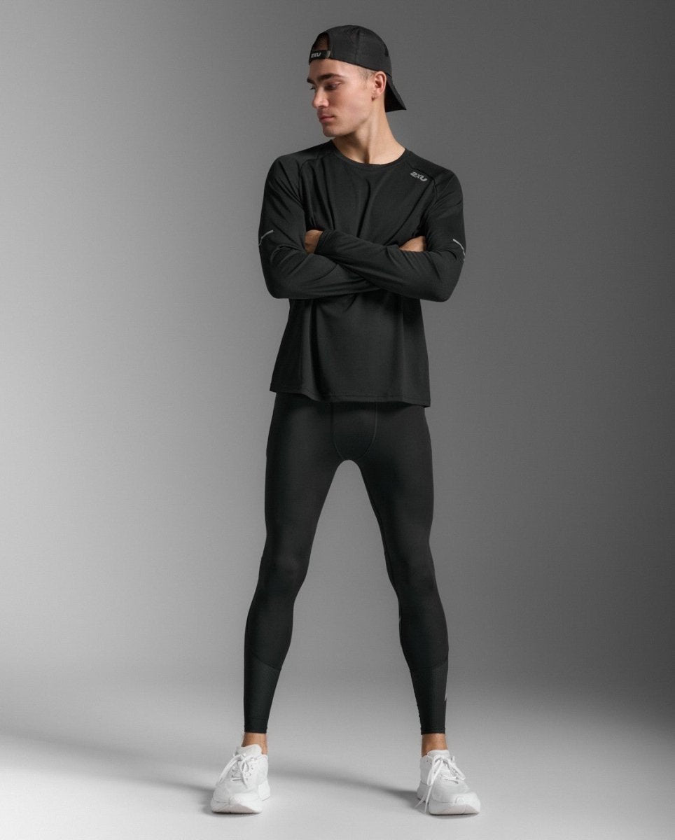 2XU - Aero Mesh Compression Tights Kompressionstight Herren - black/silver reflective - 2X-MA7377B-BLK/SRF-XXS - Sportbrands24