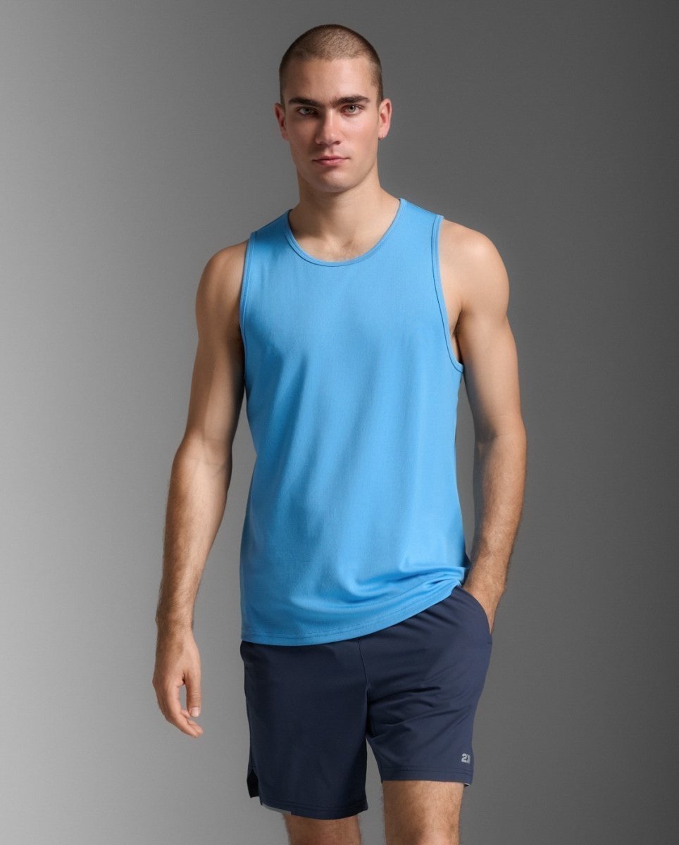 2XU - Aero Tank Tanktop Herren - azure/black reflective - 2X-MR6676A-AZB/BRF-S - Sportbrands24