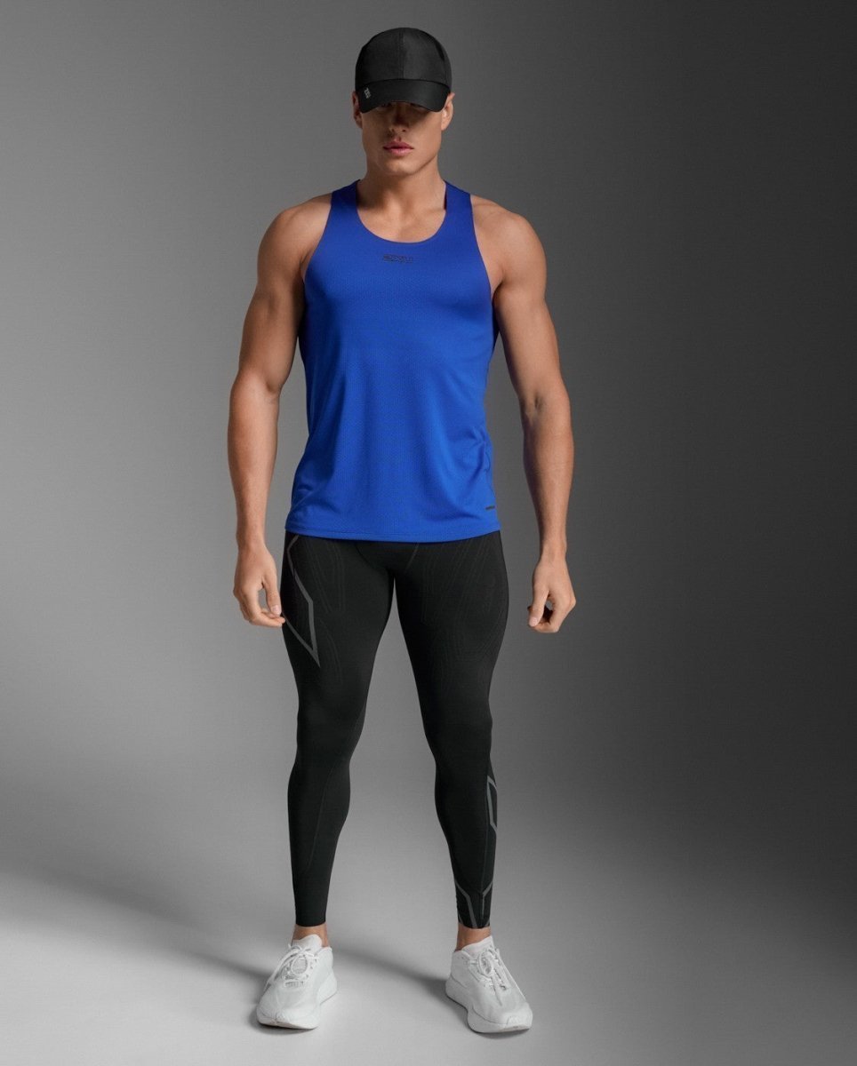 2XU - Light Speed Tech Singlet Lauf Tank Herren - surf/black reflective - 2X-MR7151A-SUF/BRF-XS - Sportbrands24