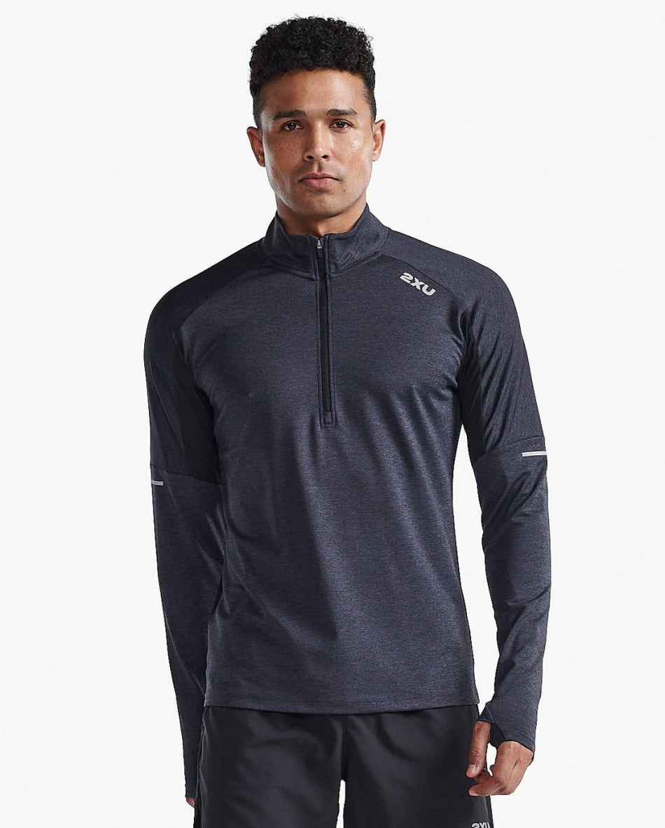 2XU - Aero 1/2 Zip Longsleeve Herren - black/silver reflective - 2X-MR7244A-BLK/SRF-XS - Sportbrands24