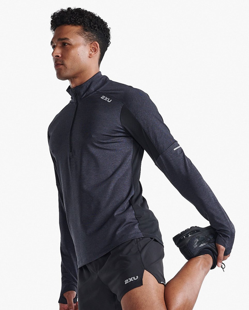 2XU - Aero 1/2 Zip Longsleeve Herren - black/silver reflective - 2X-MR7244A-BLK/SRF-XS - Sportbrands24