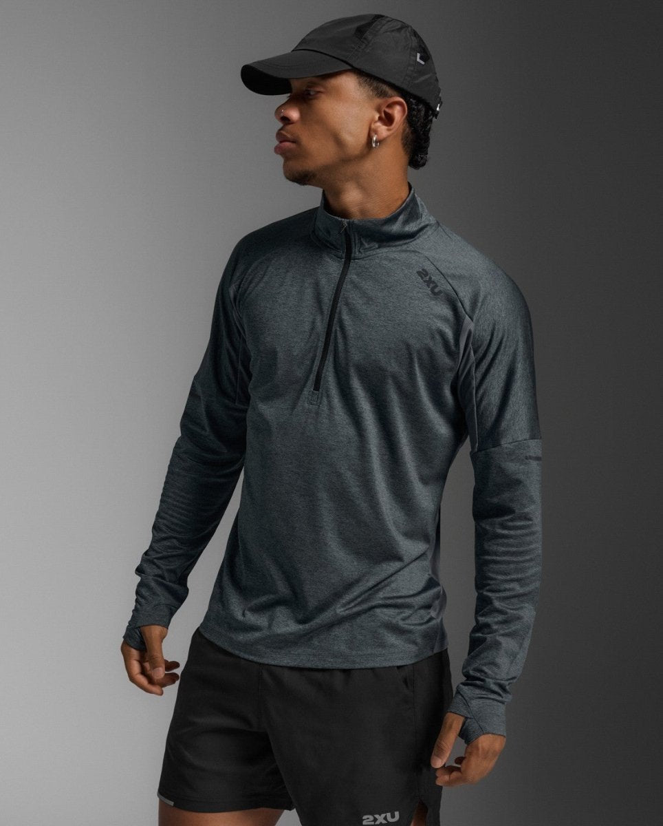 2XU - Aero 1/2 Zip Longsleeve Herren - dark sage/black reflective - 2X-MR7244A-DSG/BRF-M - Sportbrands24