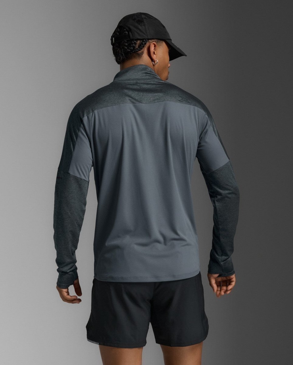 2XU - Aero 1/2 Zip Longsleeve Herren - dark sage/black reflective - 2X-MR7244A-DSG/BRF-XS - Sportbrands24