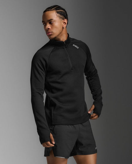 2XU - Ignition Haptic 1/4 Zip Laufshirt Herren - black/silver reflective - 2X-MR7349A-BLK/SRF-XS - Sportbrands24