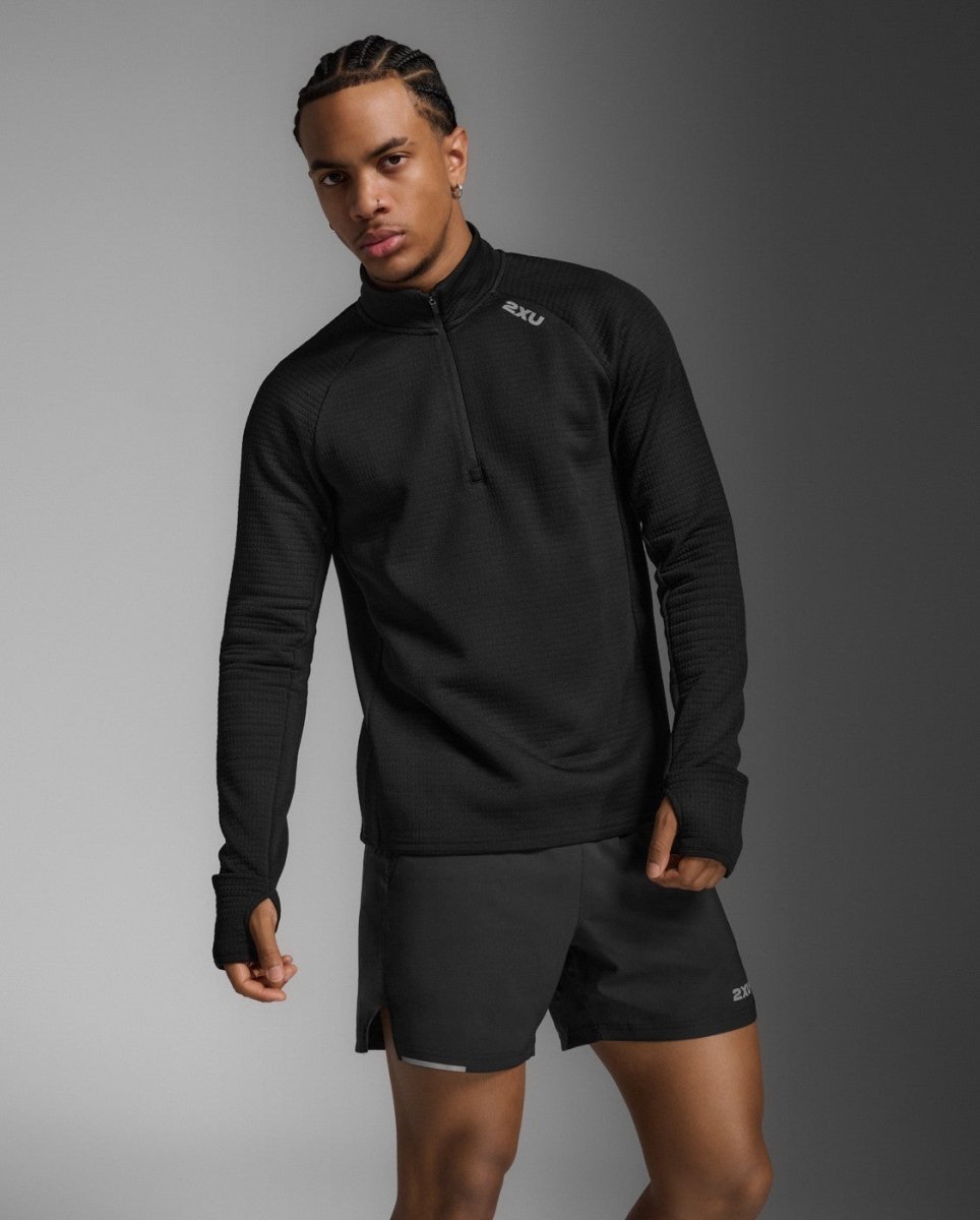 2XU - Ignition Haptic 1/4 Zip Laufshirt Herren - black/silver reflective - 2X-MR7349A-BLK/SRF-XS - Sportbrands24