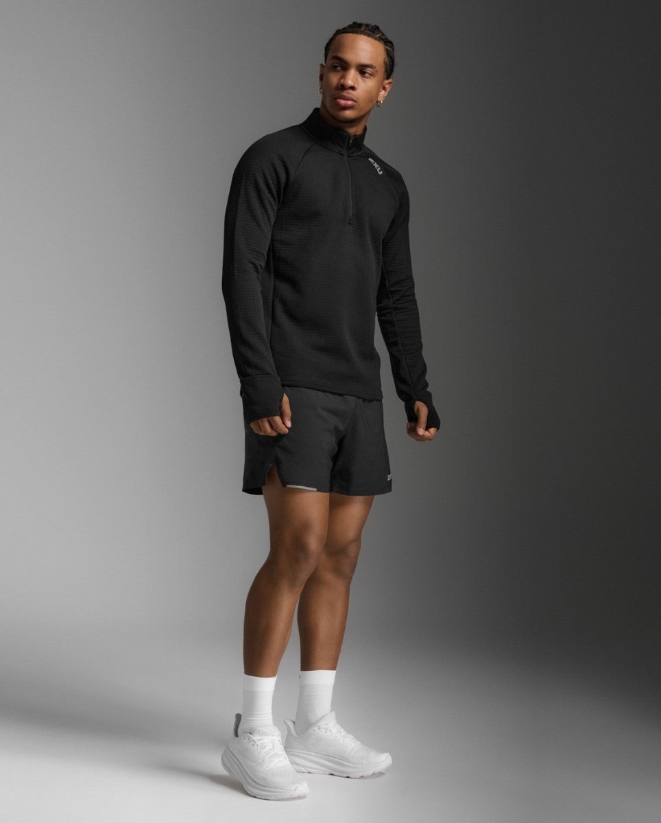 2XU - Ignition Haptic 1/4 Zip Laufshirt Herren - black/silver reflective - 2X-MR7349A-BLK/SRF-XS - Sportbrands24