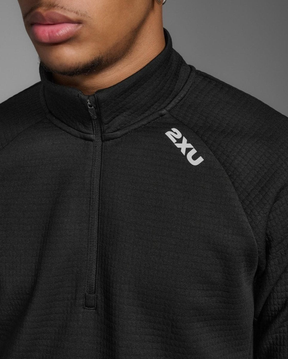 2XU - Ignition Haptic 1/4 Zip Laufshirt Herren - black/silver reflective - 2X-MR7349A-BLK/SRF-XS - Sportbrands24