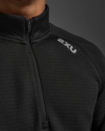 2XU - Ignition Haptic 1/4 Zip Laufshirt Herren - black/silver reflective - 2X-MR7349A-BLK/SRF-XS - Sportbrands24