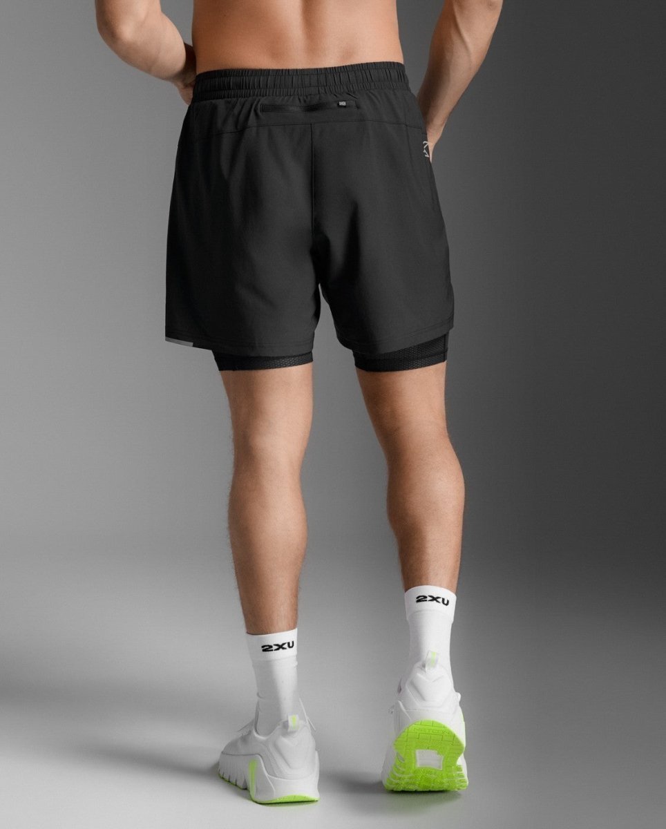 2XU - Aero Mesh 2 - in - 1 Short Kompressionstight Herren - black/silver reflective - 2X-MR7351B-BLK/SRF-XS - Sportbrands24