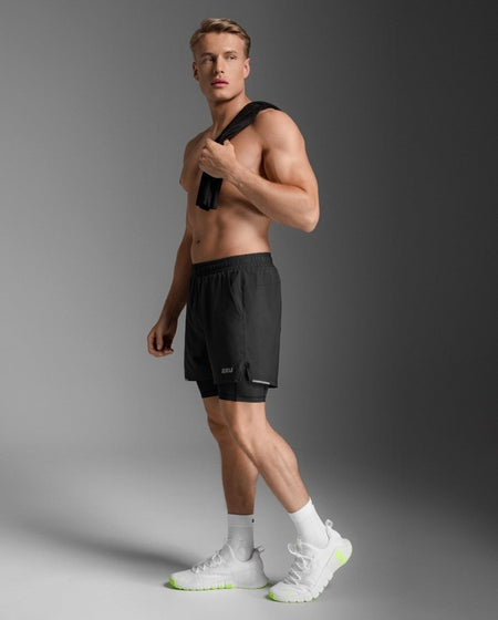 2XU - Aero Mesh 2 - in - 1 Short Kompressionstight Herren - black/silver reflective - 2X - MR7351B - BLK/SRF - L - Sportbrands24