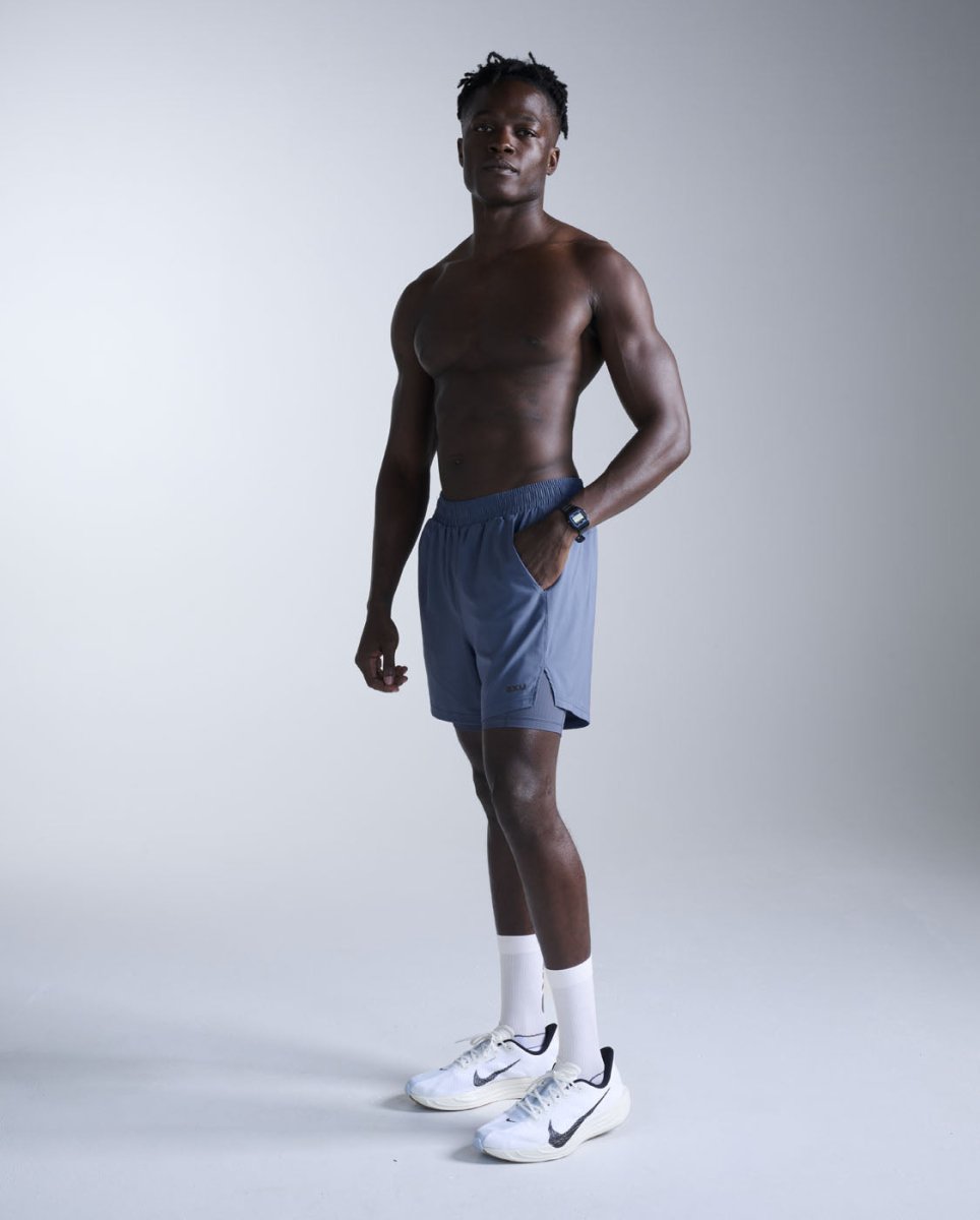 2XU - Aero Mesh 2 - in - 1 Short Kompressionstight Herren - indigo/black reflective - 2X-MR7351B-IND/BRF-XS - Sportbrands24