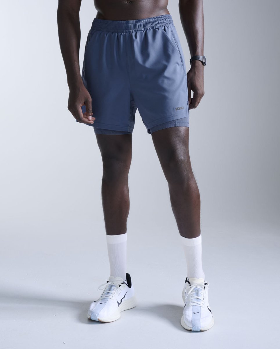 2XU - Aero Mesh 2 - in - 1 Short Kompressionstight Herren - indigo/black reflective - 2X-MR7351B-IND/BRF-XS - Sportbrands24