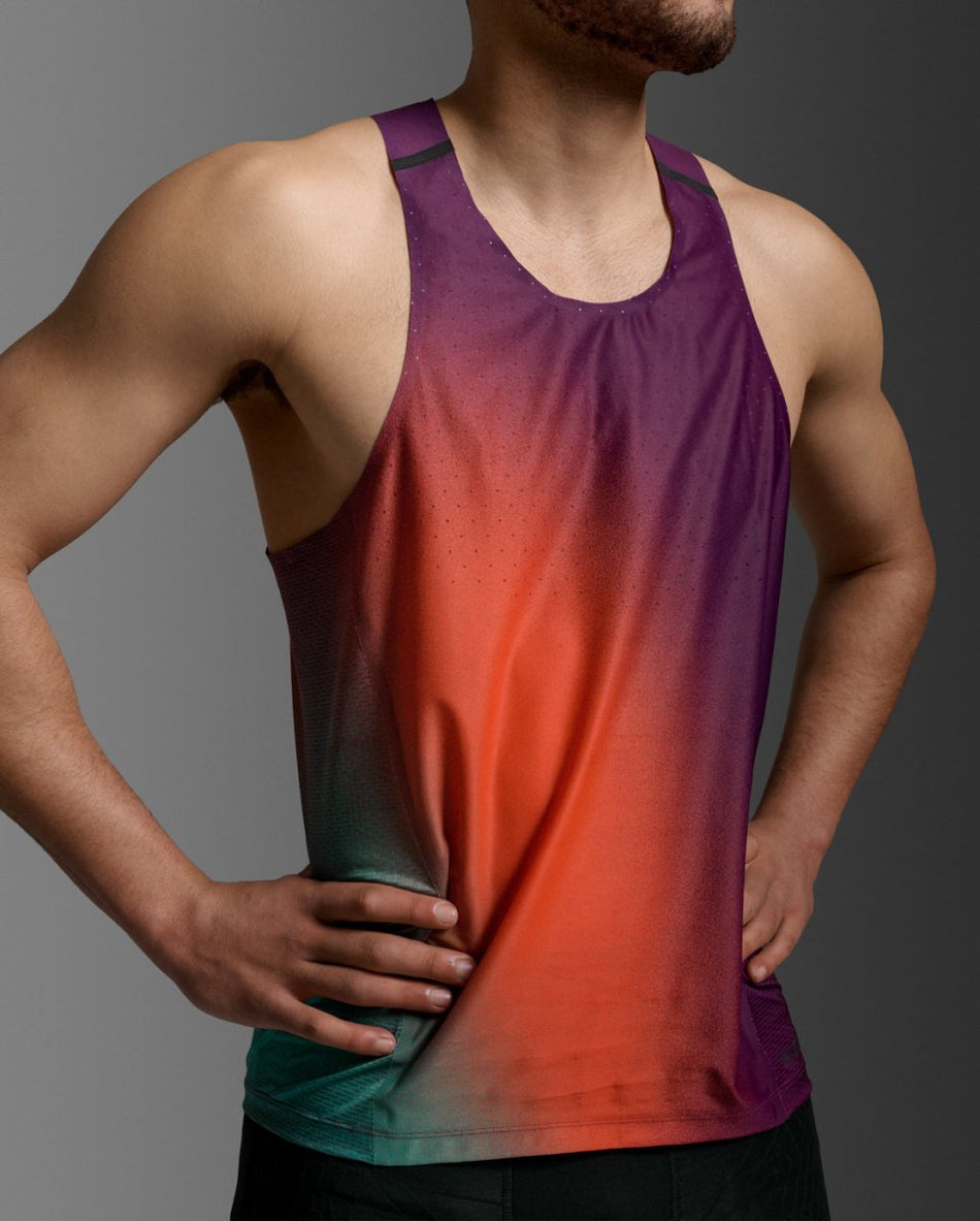 2XU - Light Speed Tech Singlet Lauf Tank Herren - sangria sunset/blackreflective - 2X-MR7375A-SNS/BRF-XS - Sportbrands24